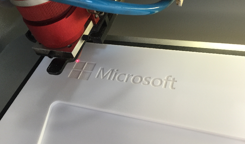 Microsoft - laser engraved Corian 