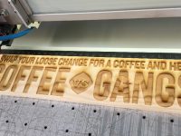 Kenco - Coffee Vs Gangs campaign, laser engraved wooden signs